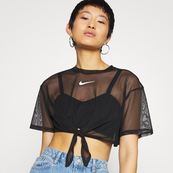 Nike Tops - Nike Sportswear Indio Tie Front Mesh Crop Top